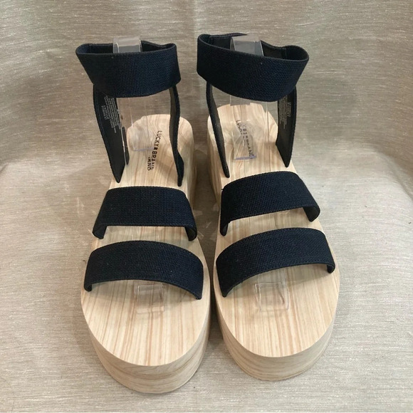 LUCKY BRAND  Sz 9.5 Samella Platform Sole Elasticized Straps Slip On Sandals NEW - Picture 2 of 12